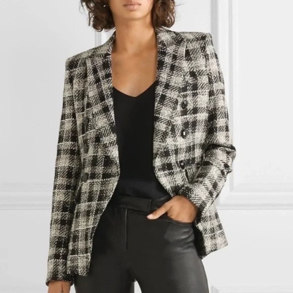 Veronica Beard Rhinestone Miller Plaid Tweed Dickey Jacket Size 4 Crystals